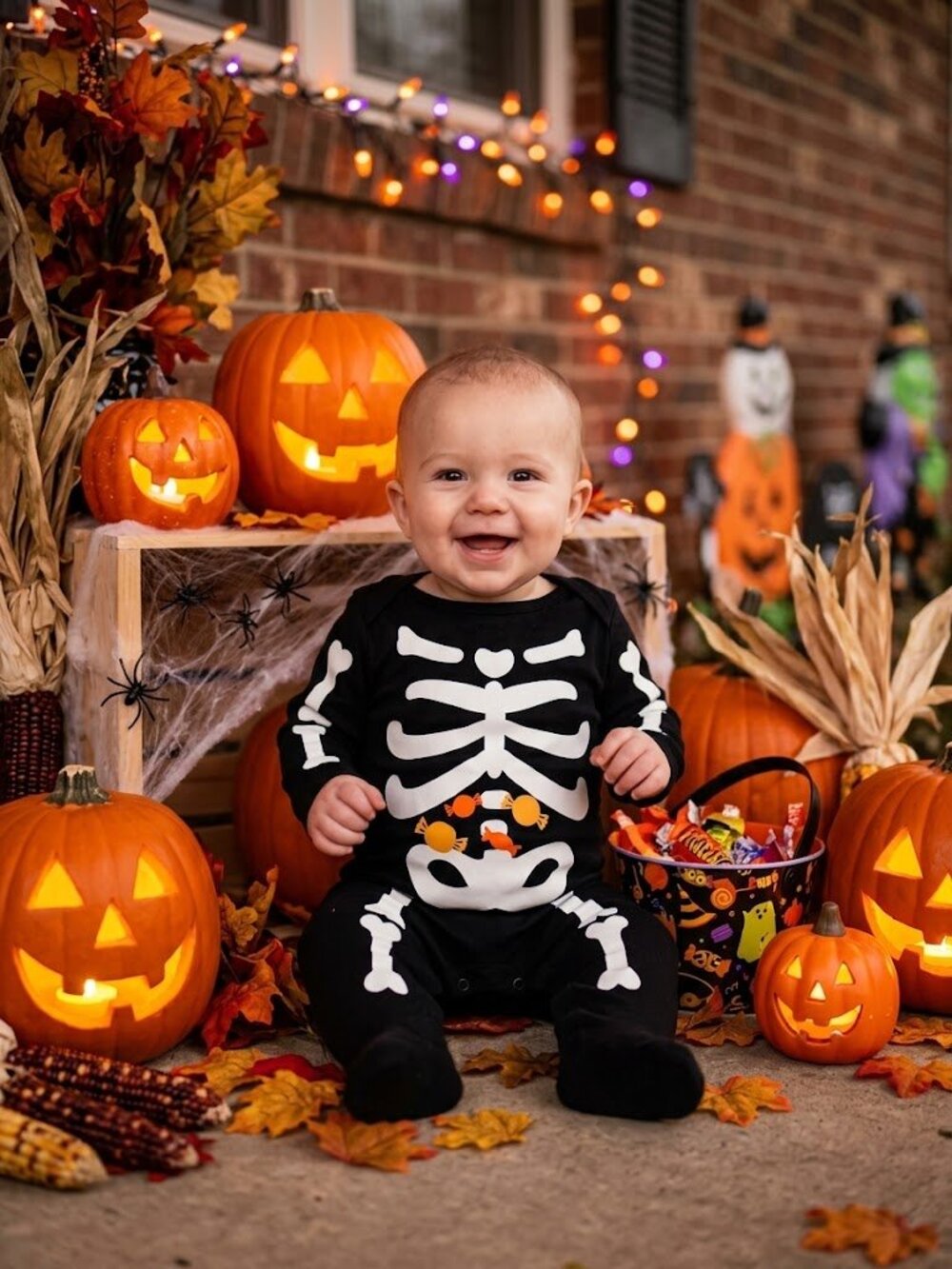 Baby Skeleton Halloween Sleeper/Costume 3 Months with Cap! ADORABLE! NEW!